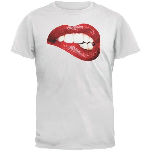 Sexy Lips White Adult T-Shirt - Medium