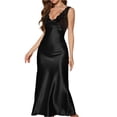 thumbnail image 1 of Sexy Long Loungewear Patchwork Lace Deep V-Neck Nightdress Chemise Nightgown Women Sleepwear Ice Silk Intimate Lingerie Homewear Elegant V-Neck Sleepwear for Ladies, 1 of 5