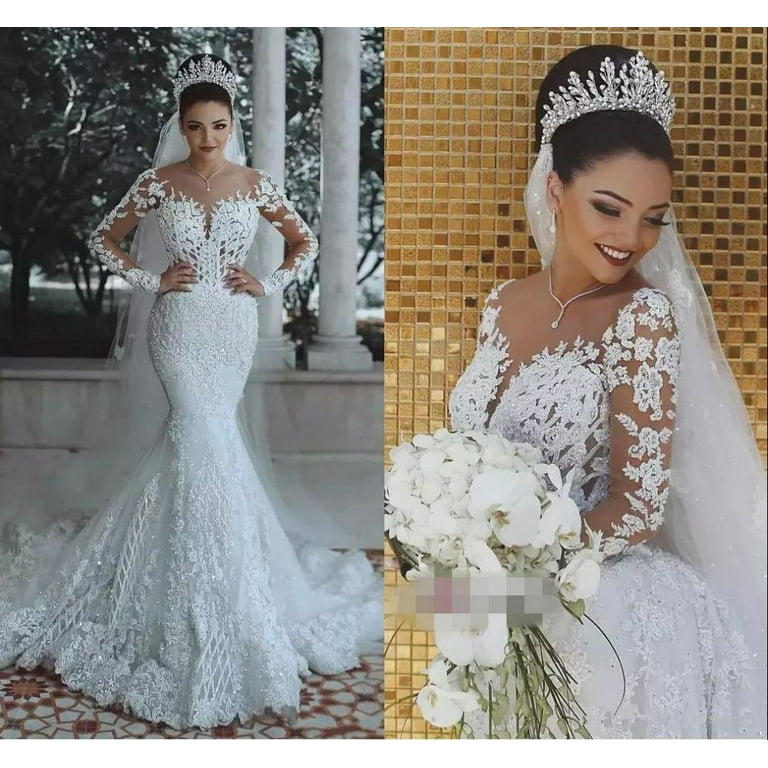 https://i5.walmartimages.com/seo/Sexy-Long-Sleeves-Mermaid-Wedding-Dresses-Lace-Bridal-Gown-Evening-Dress-for-Women-Wedding-Party-Dress-Plus-Size-White_9c479996-7386-4065-9564-2d56e2ef5fb0.c0d7abb673ee4b7d75736c80b4708099.jpeg?odnHeight=768&odnWidth=768&odnBg=FFFFFF