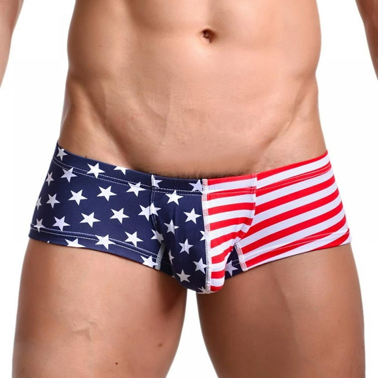 Sexy Men USA Flag Boxer Stripe Breathable Boxer Star Jockstrap Comfy Modal  cotton underwear Bermudas Masculina De Marca 