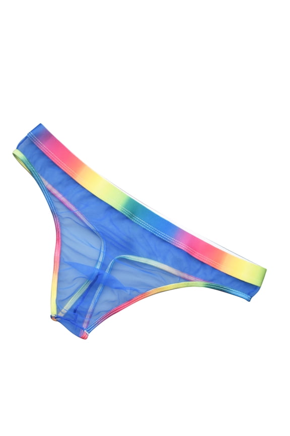 Sexy Men's Brief Underwear Mesh See-Through Underpants Low Rise U-Shaped Pouch Underwear Colorful Thong