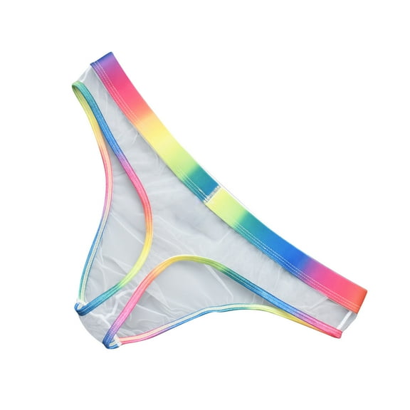 Sexy Men's Brief Underwear Mesh See-Through Underpants Low Rise U-Shaped Pouch Underwear Colorful Thong