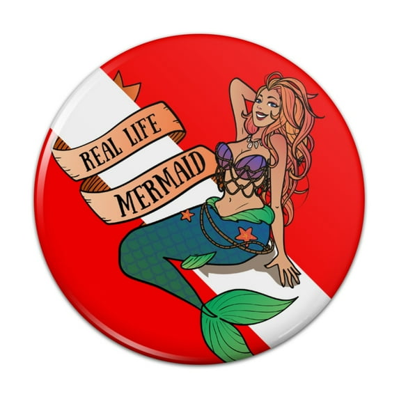 Sexy Mermaid Diving Flag Pinback Button Pin
