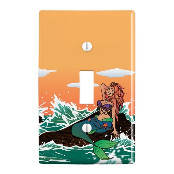 Sexy Mermaid On Rock Plastic Wall Decor Toggle Light Switch Plate Cover