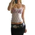 thumbnail image 1 of Sexy Mesh Sheer Crop Tops for Women Spaghetti Strap See Through Lace Flower Cami Y2k Fairy Grunge Clothes, 1 of 5