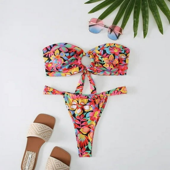Sexy Micro Bikini 2024 Woman Swimsuit Pink Plaid Bandeau Swimwear Women Thong Bikinis Set Female Bathing Suit Beach Wear Biquini