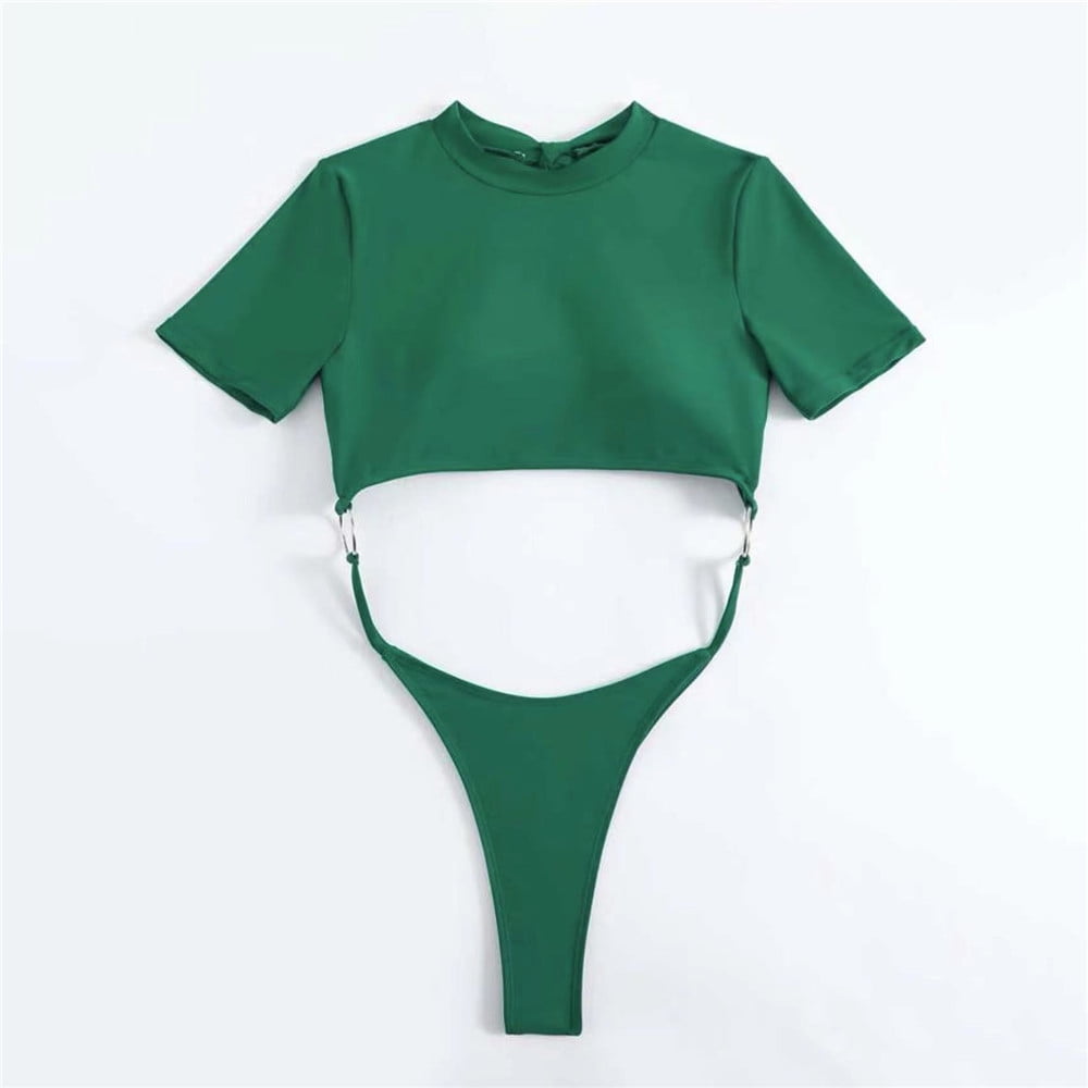 Sexy Micro Thong Swimwear Women One Piece Swimsuits 2024 Cut Out Backless Bathing Suit Blue