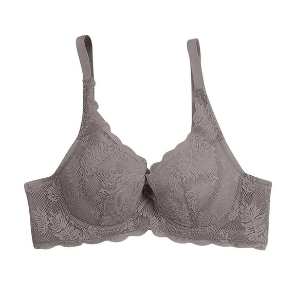 Sexy Minimizer Bras for Women Full Coverage No Underwire Lace Bra Low Support Lightly Breathable Comfort Push Up Bralette, Army Green, 40/90