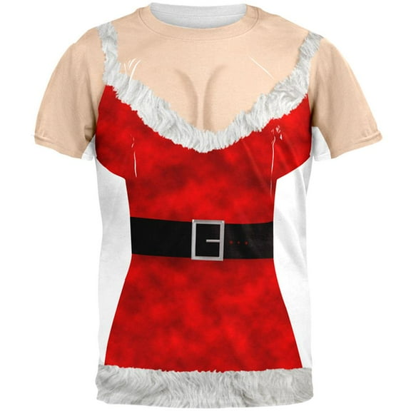 Sexy Mrs. Claus All Over Adult T-Shirt - Large