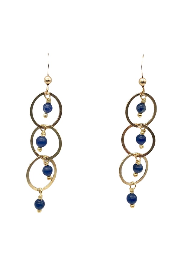 Sexy Natural Blue Sodalite and 14Kgf Earrings | 2 1/4 inch long | Blue/Gold |
