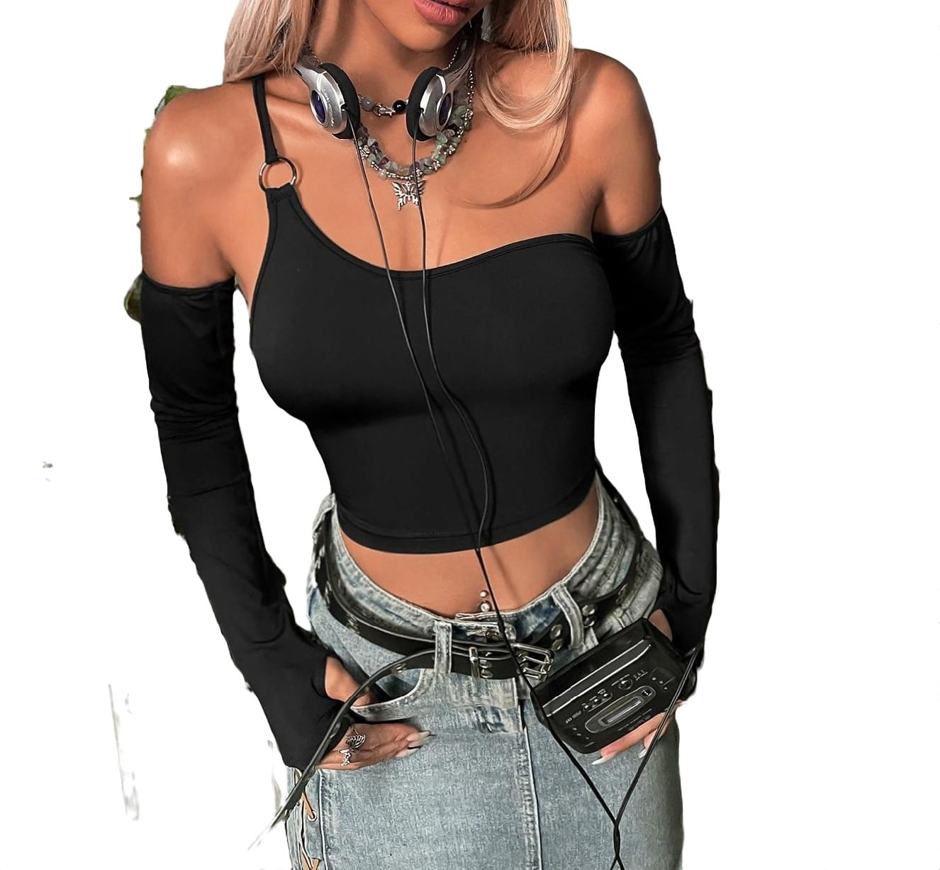 black off the shoulder top walmart