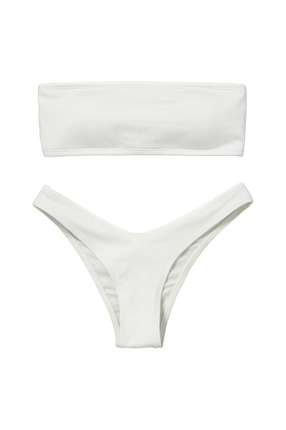 Sexy Open Back Halter Swimsuit with Split Design, Summer Push-Up Swimwear Solid Color Beach Bikini Set