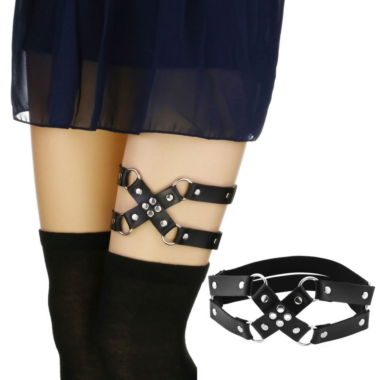 Sexy PU Leather Garter Belt Women Punk Gothic Thigh Garter Leg Chain  Harajuku