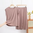 thumbnail image 1 of Sexy Pajama Set for Women Plus Size Solid Color Comfortable Pajama Sets with Pants Casual Crew Neck Short Sleeve Sleepwear Summer Pajamas, 1 of 3