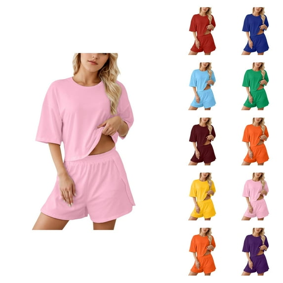 Sexy Pajama Sets – Satin Sleepwear, Elegant Lounge Sets for Women for Special Occasions Ladies Fashion Pajama Set Solid Color Loose Shorts Set
