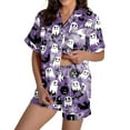 thumbnail image 1 of Sexy Pajama Sets for Women – Satin Sleepwear Set, Comfortable Lounge Sets for Night Comfortable Women Pajama Sets For Halloween Stylish Round Neck Design With Decorative Pattern For Fall, 1 of 7