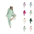thumbnail image 1 of Sexy Pajama Sets for Women – Satin Sleepwear Set, Comfortable Lounge Sets for Night Women Long Tops Long Set 2 Sleeve Piece Sleepwear Pants Women Suits Sets, 1 of 4