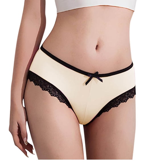 Sexy Panties for Women Low Waist Triangle Bottoms with Lace Bow Breathable Non See Through Seamless Briefs Lace Underwear Cheeky Hipster Panties Stretch Brief 2026 Summer Outfits