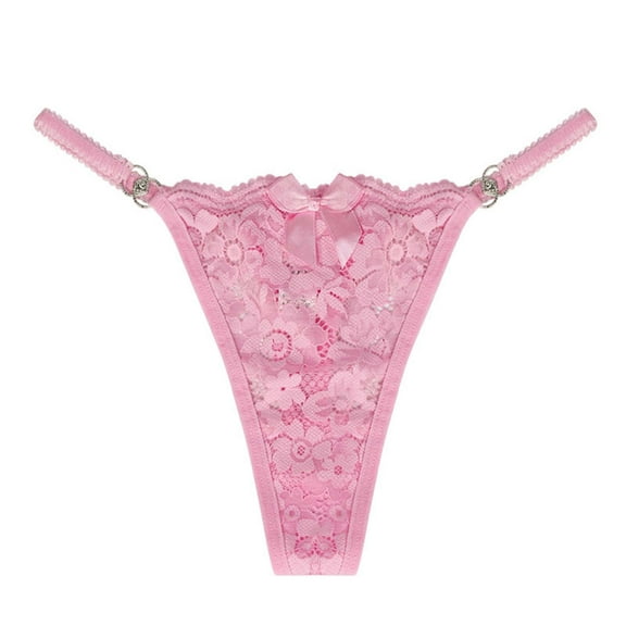 Ladies Underwear Panties Cute Panties Pink Cotton Thongs No Show Underwear for Women XS