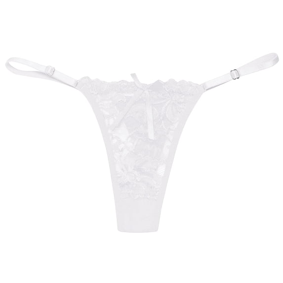 Sexy Panties for Women Lace Floral Waistband Tangas Cheeky Bikini Underwear White