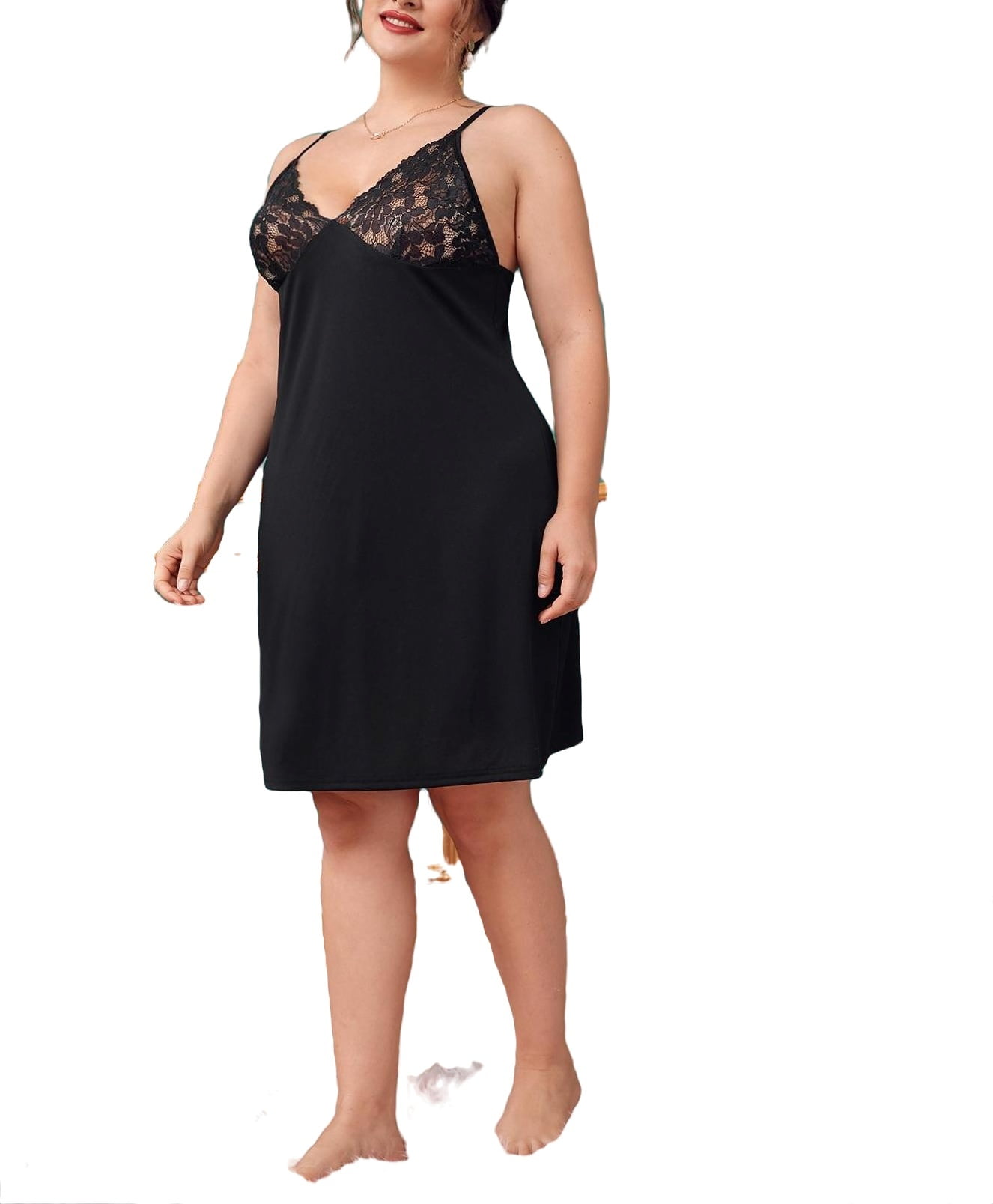 Black sleeveless nightgown hot sale