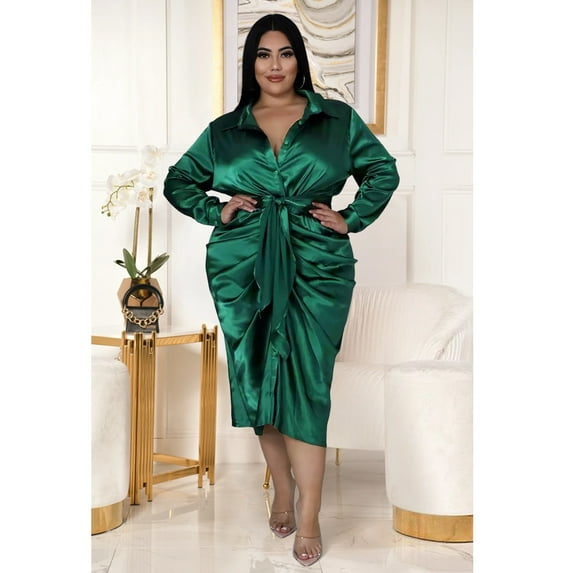 Sexy Plus Size Elegant Shirt Dress