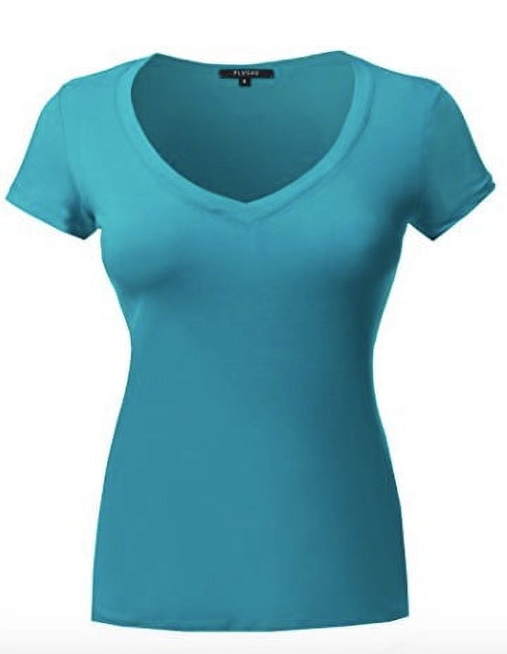 Sexy Plus Size Low-Cut Cleavage Wide Band V-Neck T-Shirt Tee Top 1x2x3x 