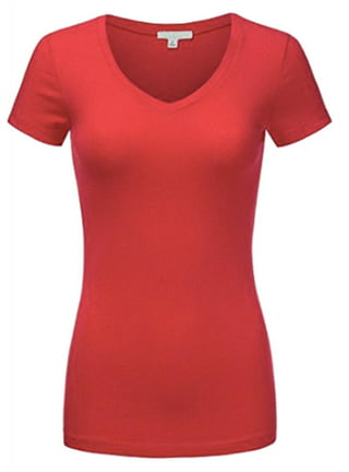 Sexy Plus Size Low-Cut Cleavage Wide Band V-Neck T-Shirt Tee Top
