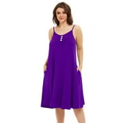 Sexy Sleepwear 3X for Curvy Women, VEPKUL Sleeveless V Neck Nightgowns with Pockets Slip Night Dresses Cozy Sleepshirt Soft Pajama Plus Size Purple Dress
