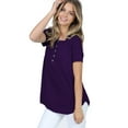 thumbnail image 1 of Sexy Plus Size Round Neck Button DownShort Sleeve Long Blouse Top, 1 of 1