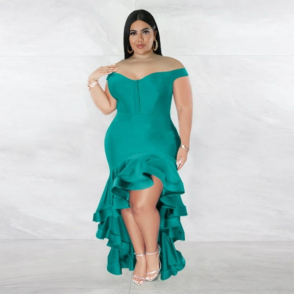 Sexy Plus Size Ruffles Dress