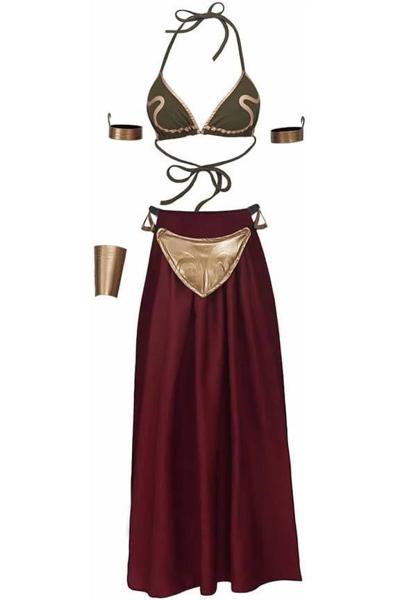 Sexy Princess Costume Leia Dress Slave Bra Skirt for Adult Women