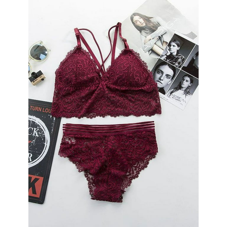 Transparent Lace Push Up Bra Set With Embroidery Sexy Lingerie For