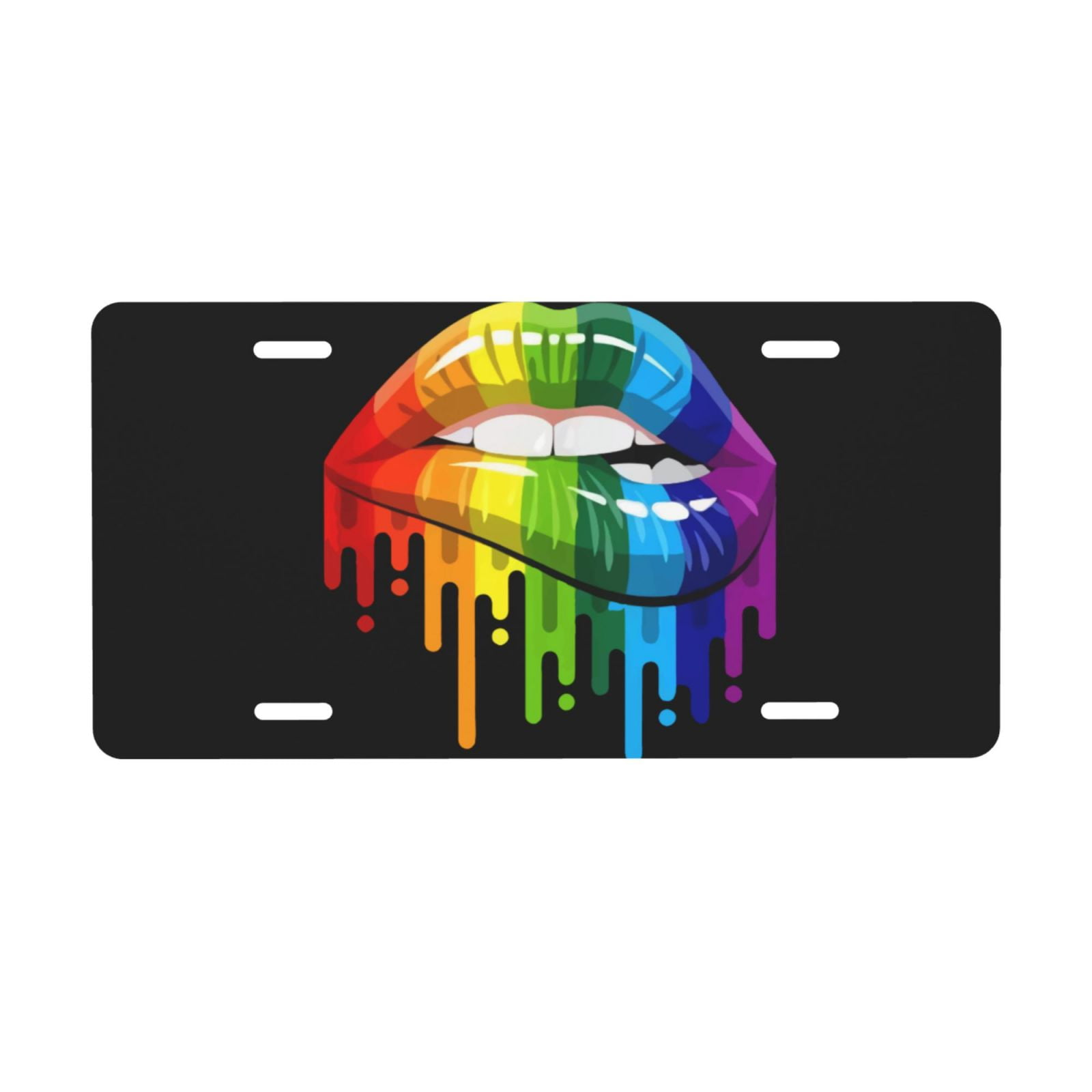 Sexy Rainbow Dripping Lips License Plate Aluminum Noverlty License