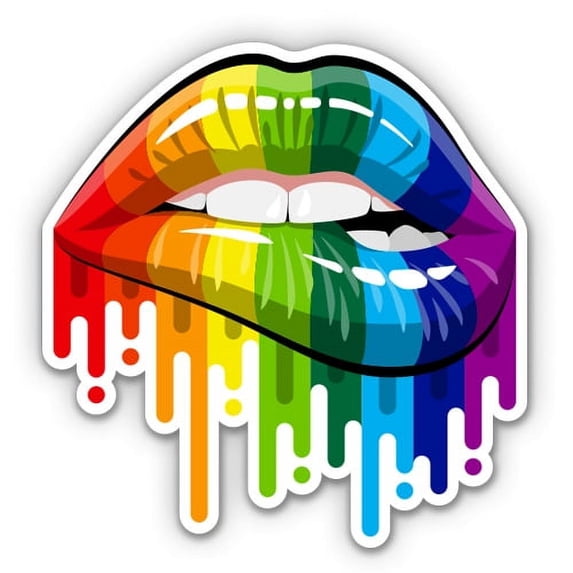 Sexy Rainbow Lips Gay Pride - 12" Vinyl Sticker Waterproof Decal