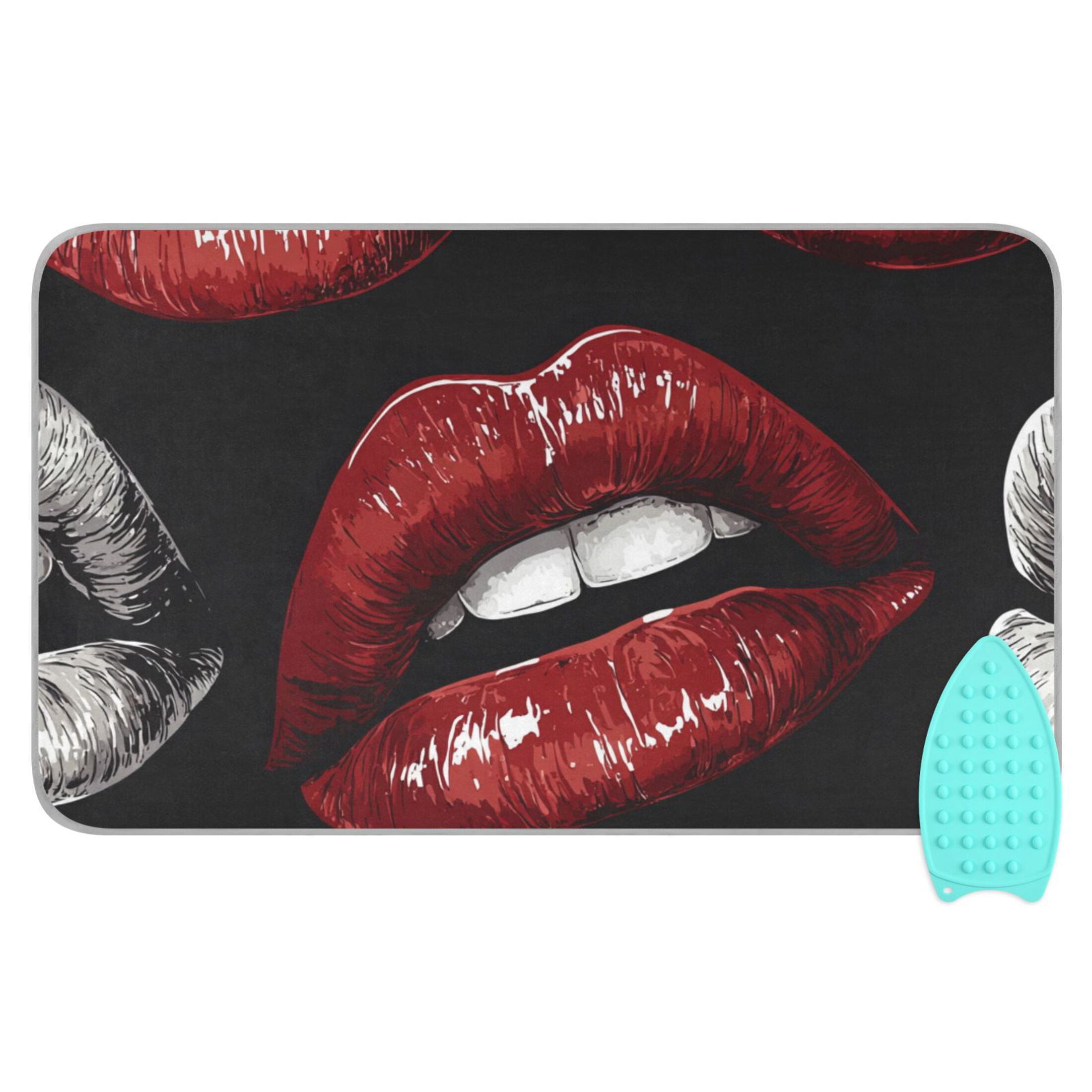 Sexy Red Lips Ironing Mat Blanket Portable Travel Ironing Pad Heat Resistant Pad 47.2" x 27.6”