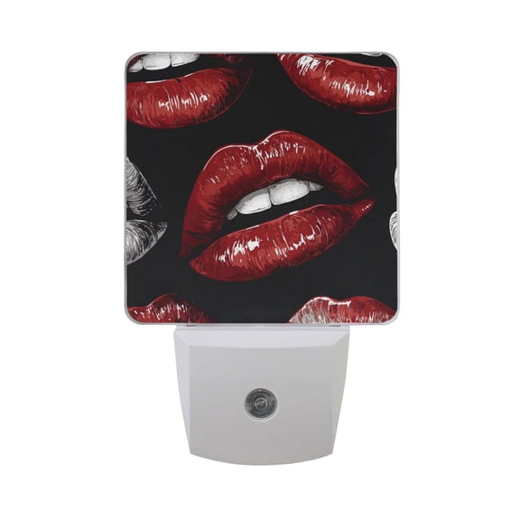Sexy Red Lips LED Night Light with Smart Sensor Plug Into Wall Dusk to Dawn 2 packs