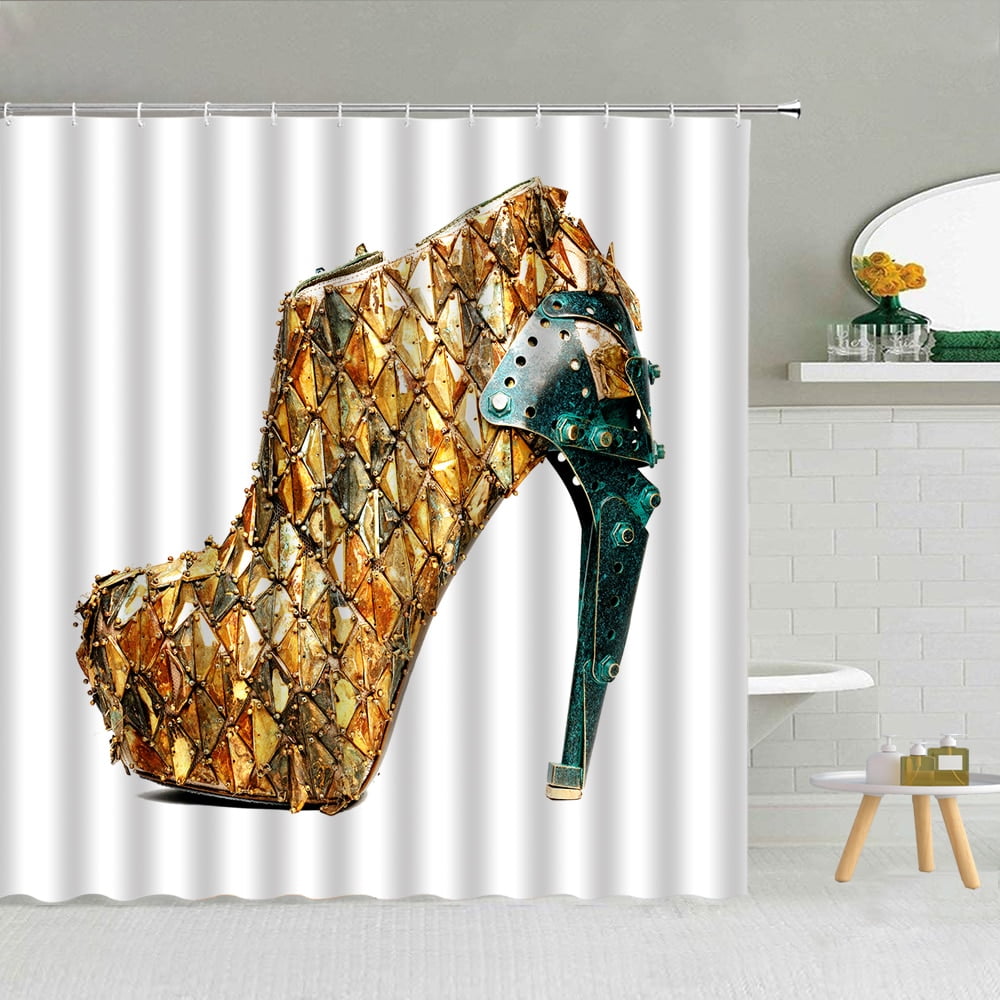 Sexy Red Lips Shower Curtain Mysterious Woman Perfume Bottle Lipstick