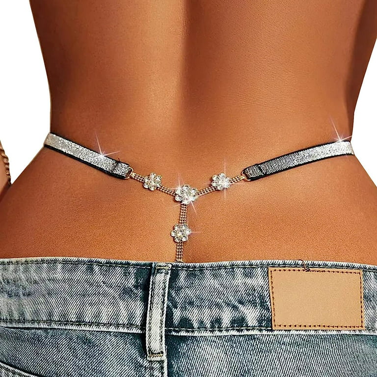 Women Body Jewelry Sexy Waist Chain G-Thong Panty 12 Constellation Pendant  Underpants Bikini Bottoms Belly Chain Rhinestone Body Chain