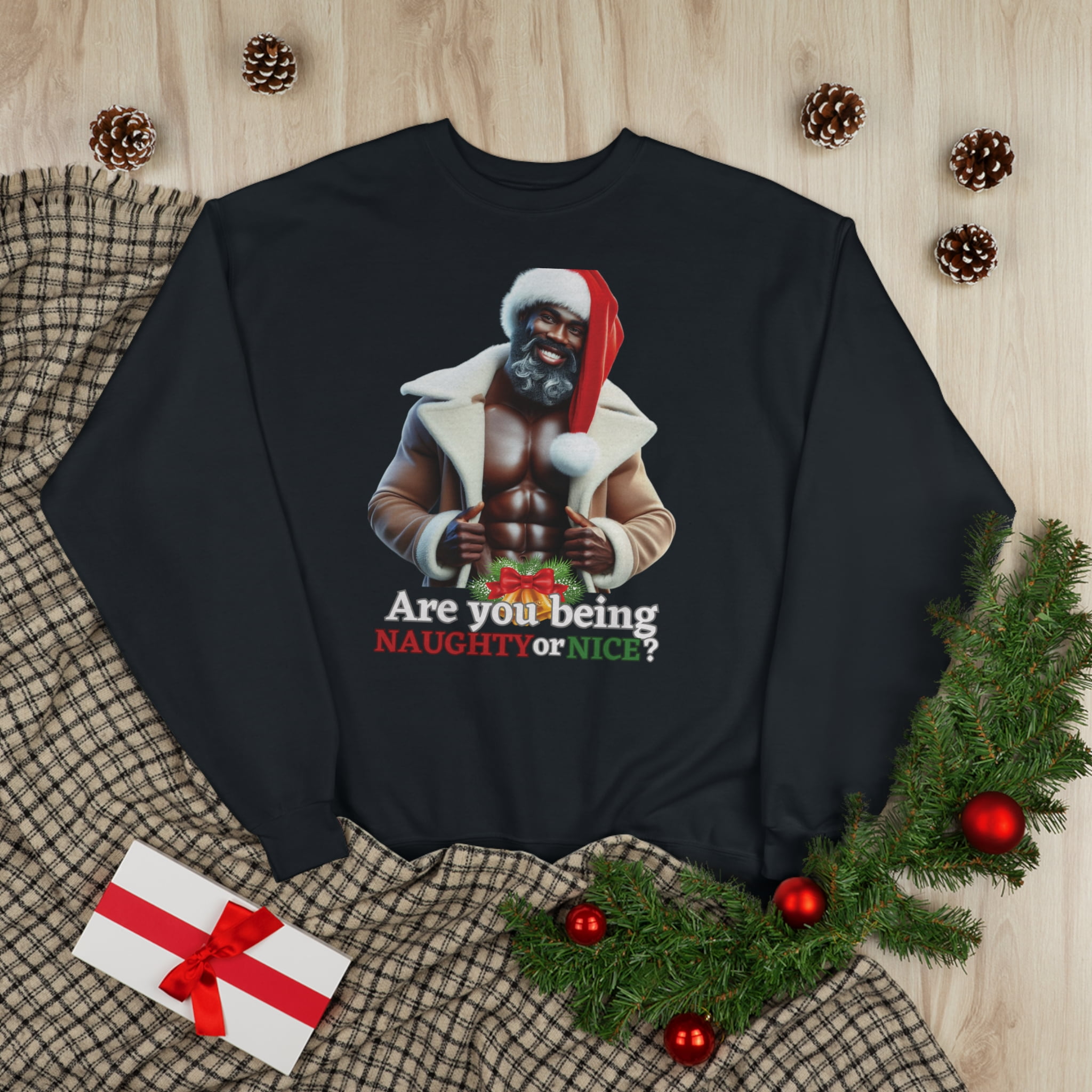 Sexy Santa Naughty or Nice Crewneck Sweatshirt for Holiday - Walmart.com