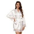 thumbnail image 1 of Sexy Satin Robe for Women Lace Trim Silk Robe Womens Silk Kimono Robe Short Satin Bathrobe for Women, S-XXL, 1 of 10
