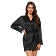thumbnail image 1 of Sexy Satin Robe for Women Lace Trim Silk Robe Womens Silk Kimono Robe Short Satin Bathrobe for Women, S-XXL, 1 of 10