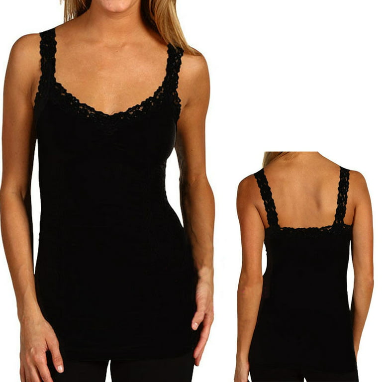 Sexy Seamless Stretch Lace Trim Spaghetti Rouched Camisole Tank Top Cami  OneSize 