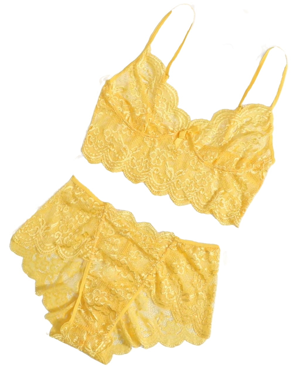 New women's lace panty sexy lingerie intimates gift plus size Yellow 11132X