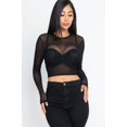 thumbnail image 1 of Sexy Sheer Mesh Long Sleeve Crop Top, 1 of 2