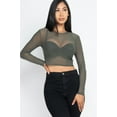 thumbnail image 1 of Sexy Sheer Mesh Long Sleeve Crop Top, 1 of 2