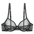 thumbnail image 1 of YANDW Sexy Sheer See Through Bras Unlined Underwire Lace Mesh Non Padded Plus Sizes Bralette 34E, Black, 1 of 7