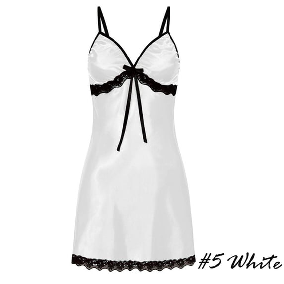 Sexy Sleepwear Nightdress Women Lace Silk Satin Night Dress Sleeveless V-neck Nightgown Plus Size 3XL Nightwear Nightdress