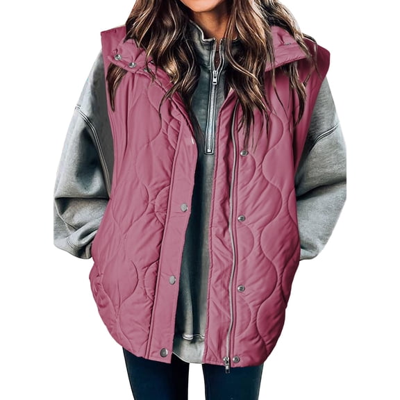 Sleeveless Fall Winter Jackets for Women Lightweight Stand Collar Cropped  Vest Button Zip Up Quilted Bomber Jacket Warm Coat Outerwear with Pockets