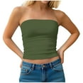 thumbnail image 1 of Sexy Sleeveless Shirts for Women，Women'S Striped Tube Top Strapless Ruched Slim Fit Y2K Crop Bandeau Tops, 1 of 7